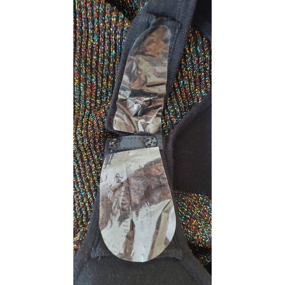 NEW FREE PEOPLE INTIMATELY BLACK RAINBOW LUREX LONG SLEEVE BODYSUIT SZ MEDIUM - Picture 9 of 12